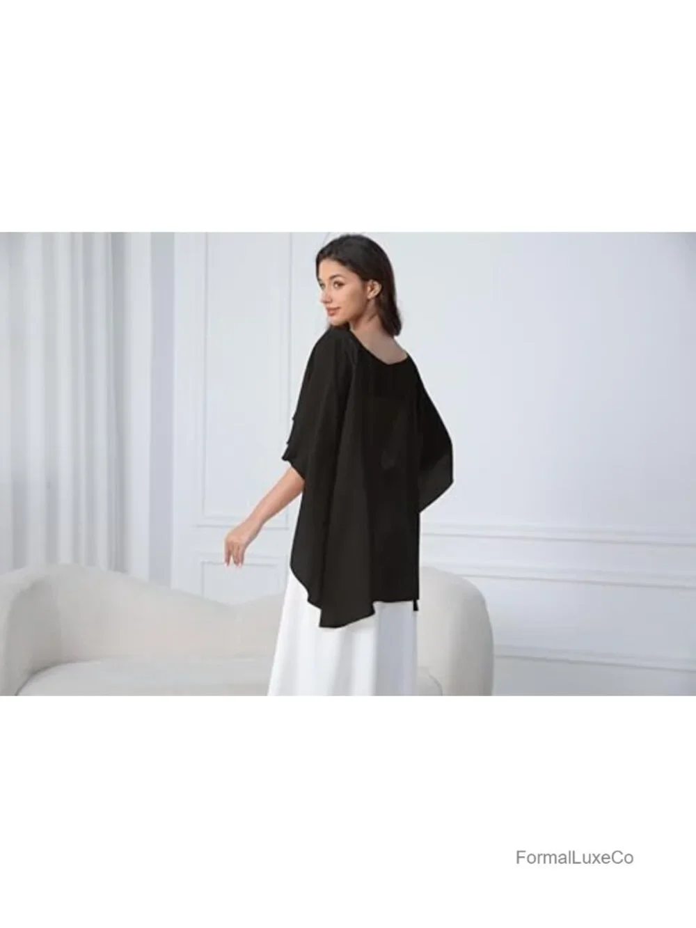 Women's Chiffon Shawl Wrap Cape Cover Up for Wedding Evening Dress, 1920s